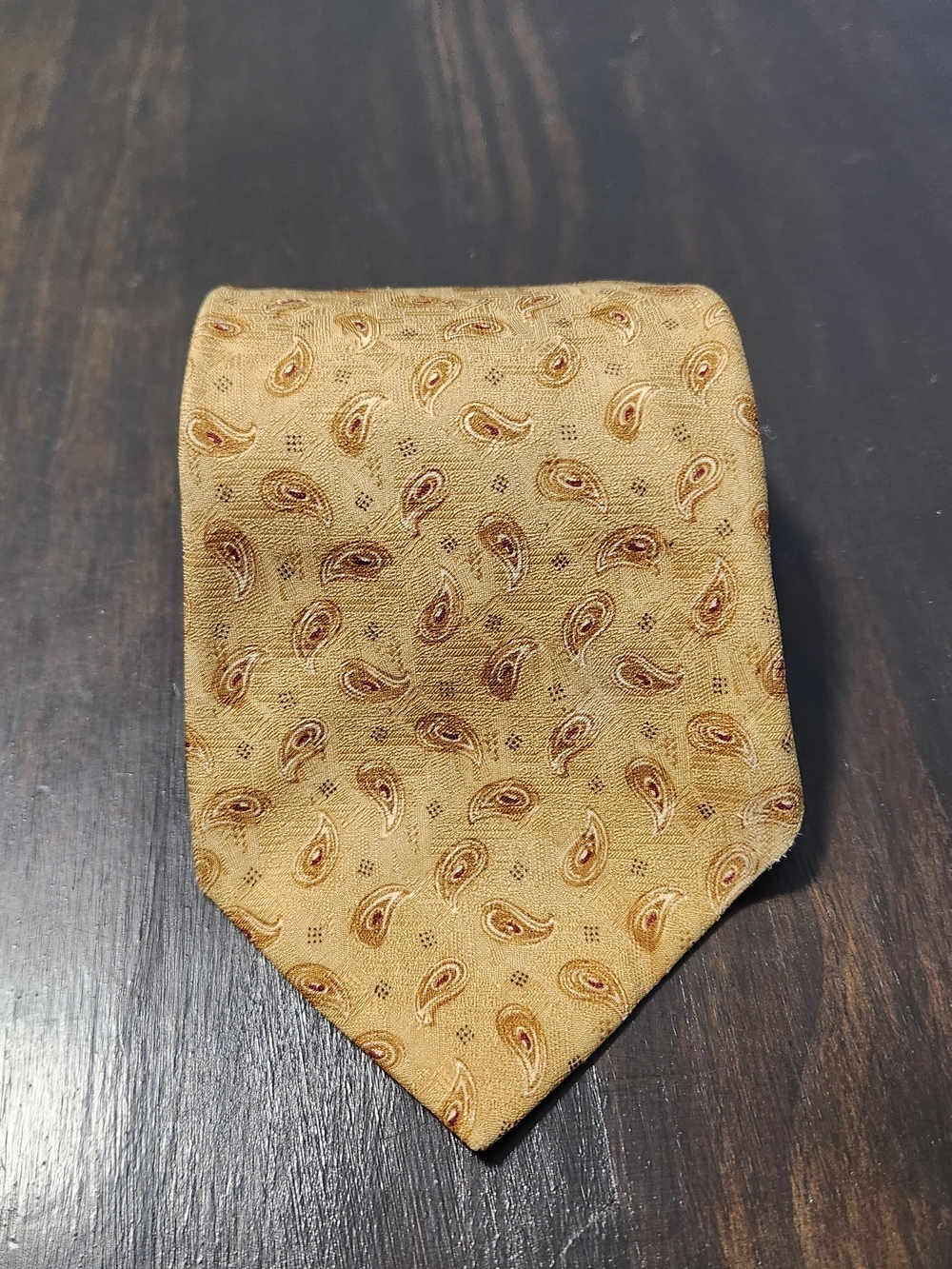 Vintage Coach Mens 100% Silk Paisley Tie Gold Designer Necktie Made in USA - Picture 2 of 10